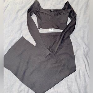 Fashion Nova Black Maxi Skirt Set